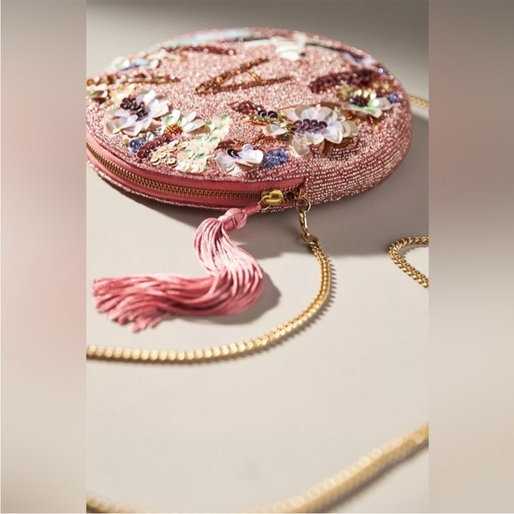 Anthropologie A Embroidered Pink Beaded Clutch - Picture 6 of 8